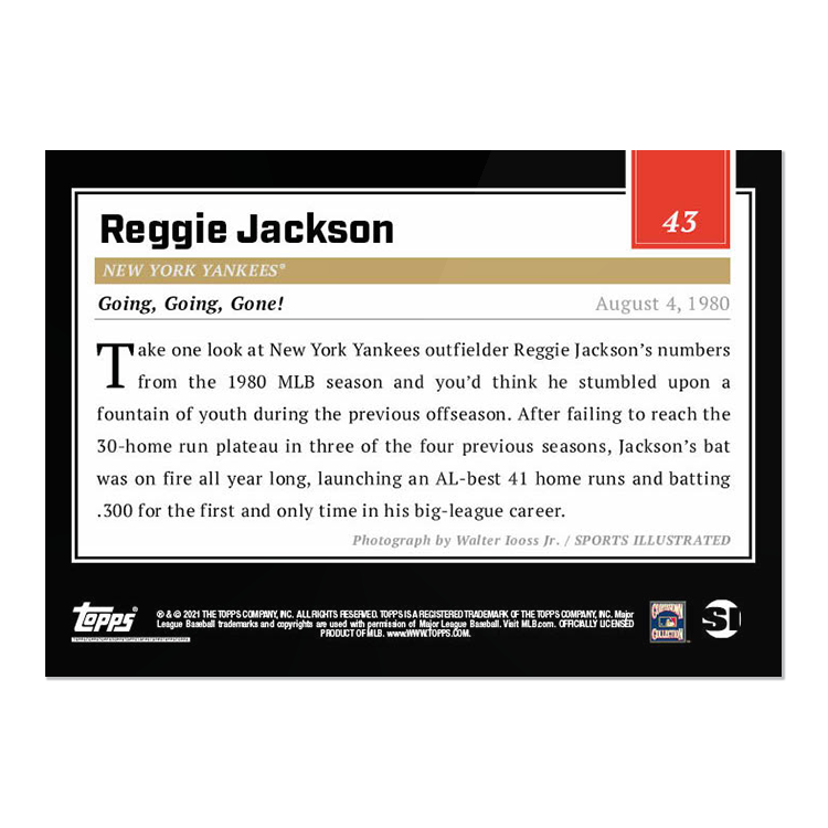 Alternative view of 2021 Topps x Sports Illustrated - Reggie Jackson - Card #43 - PR: 1214