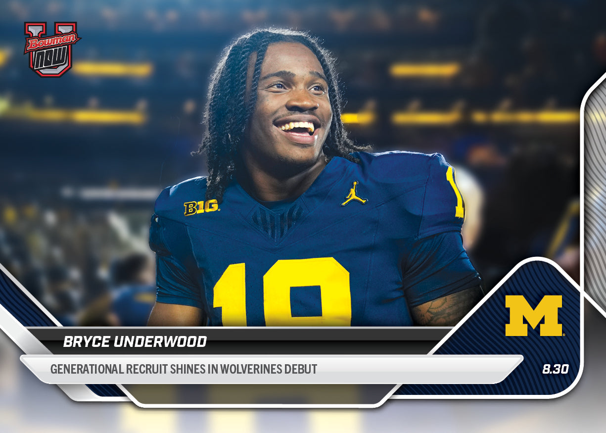 Bryce Underwood - 2025-26 Bowman U NOW Football - Card 1 - PR: 10929 - Image 2