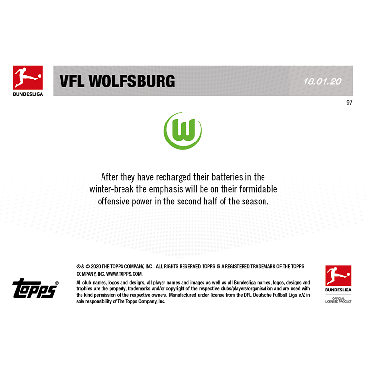 Bundesliga is Back for the second half of the 19/20 season! - Bundesliga TOPPS NOW Card #97 - Print Run: 50 - Image 2