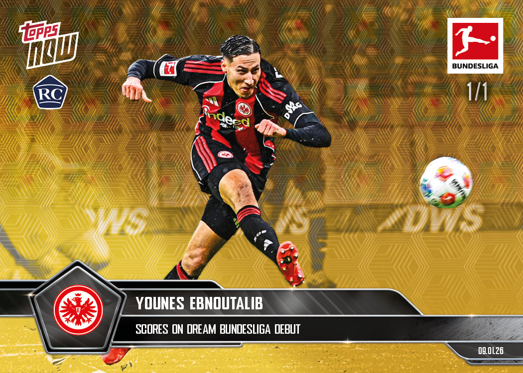 Alternative view of Younes Ebnoutalib - 2025-26 Bundesliga Topps NOW - Card 91 - PR: 858