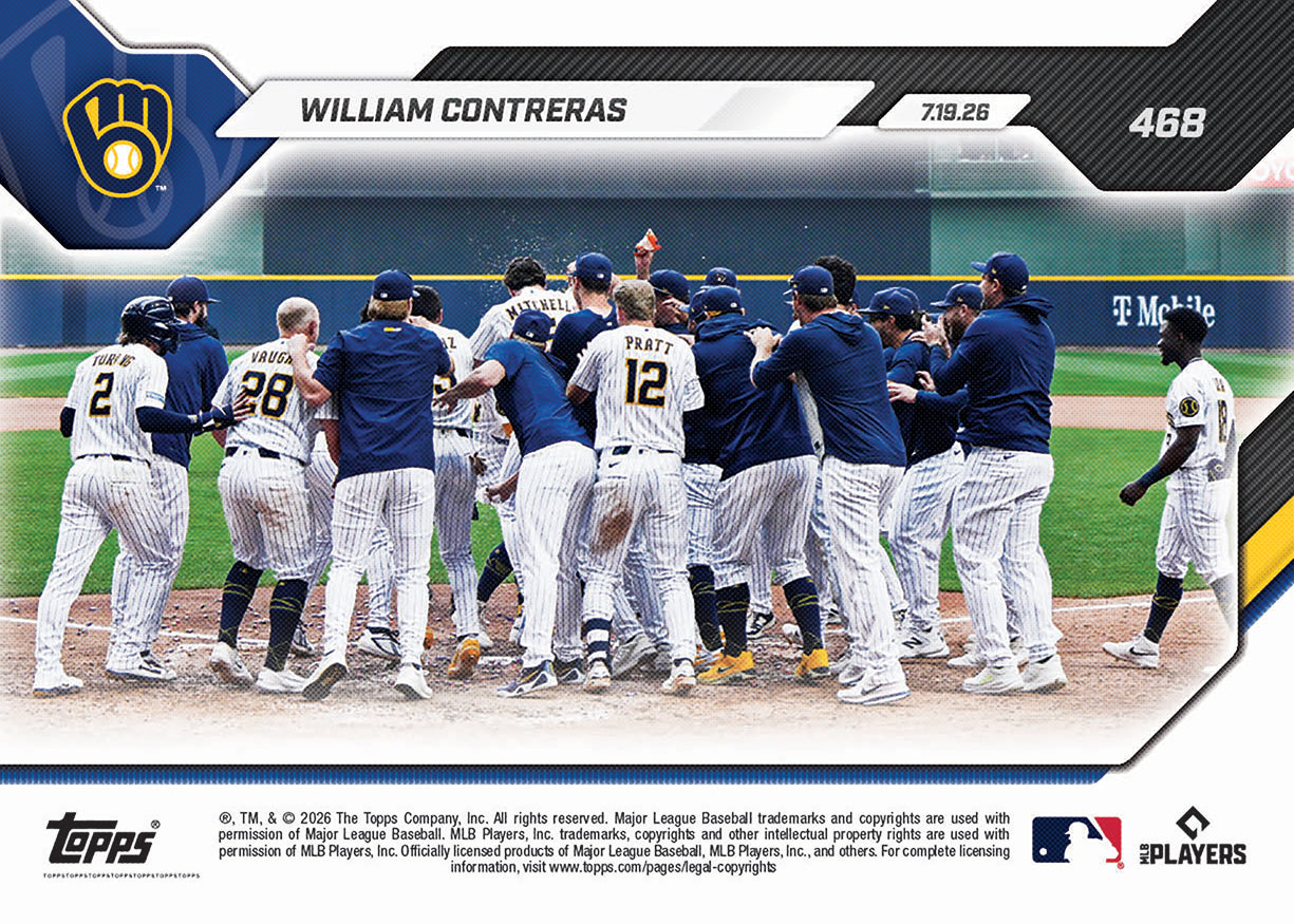Alternative view of William Contreras - 2026 MLB Topps NOW - Card 468 - PR: 846